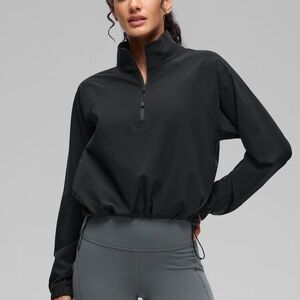 CRZ YOGA Black Quarter-Zip Drawstring Athletic Pullover